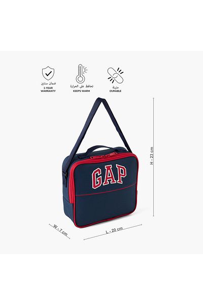 GAP Solid Lunch Bag with Adjustable Strap and Zip Closure