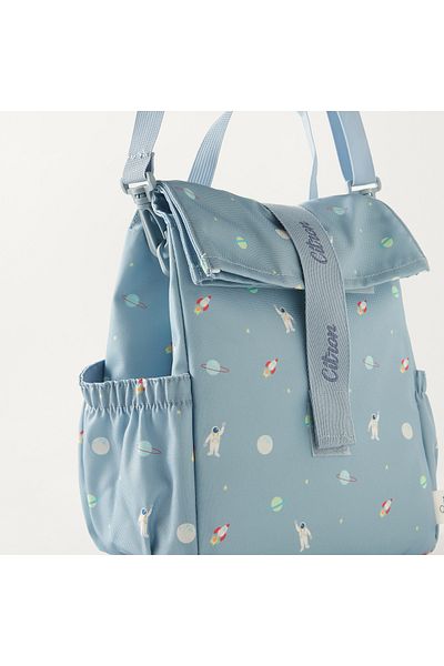 Citron Space Print Insulated Roll-Up Lunch Bag with Shoulder Straps