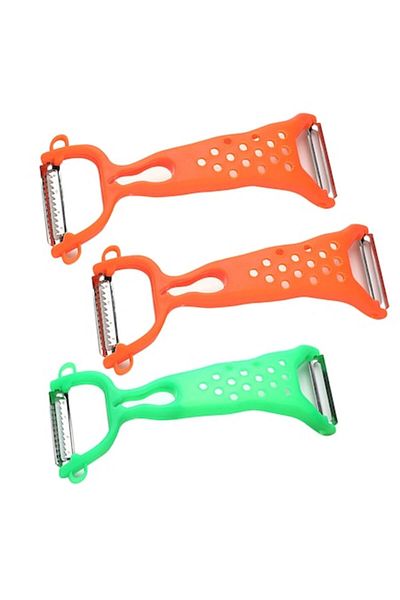 OEM Set 3 Peelers for Vegetables/Fruits, Stainless Steel, Multifunctional, Green/Orange
