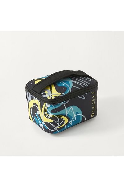 Spirit Graffiti Print Lunch Bag with Top Handle and Zip Closure