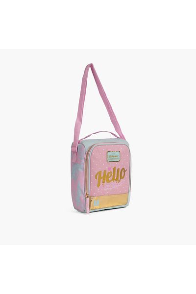 Pause Graphic Print Lunch Bag with Zip Closure