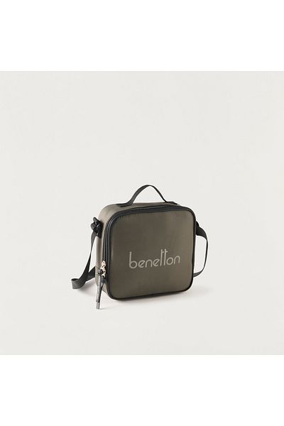 United Colors of Benetton UCB Printed Lunch Bag with Adjustable Strap and Zip Closure