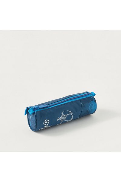 CHAMPIONS League Football Print Pencil Pouch with Zip Closure