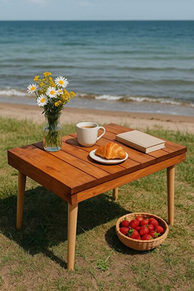 wiesmann Ahşap Katlanabilir Demonte Kamp Piknik Masası 60cmx50cmx45cm