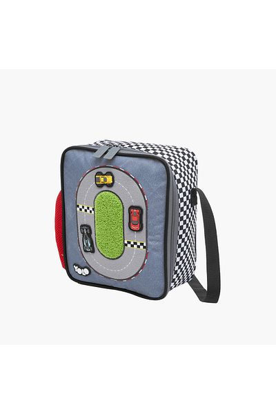 Yolo Race Track Applique Lunch Bag with Adjustable Strap and Zip Closure