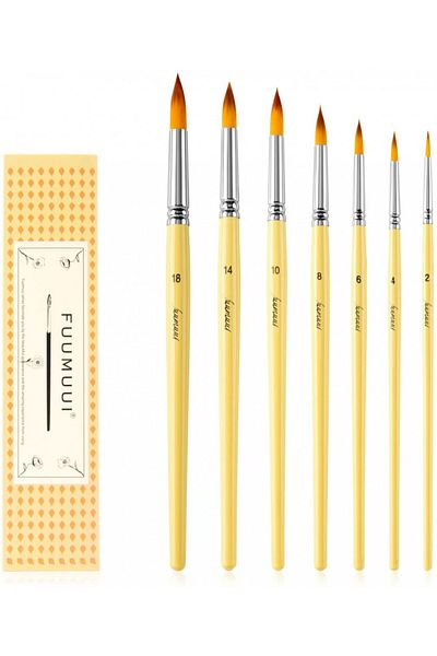 Fuumuui Set of 7 Fuumuui hairpins, wood/metal/hair, yellow/silver