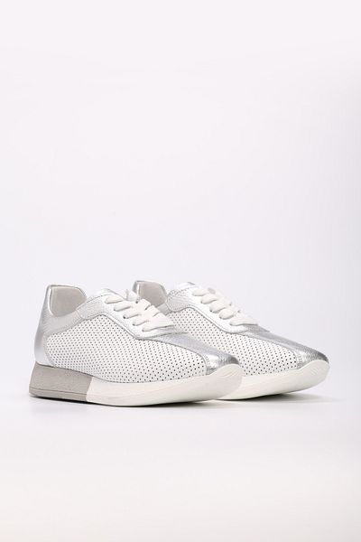 Ayakkabıhane Inside and Outside Genuine Leather White Silver Women's Sports Shoes Ah083562611668