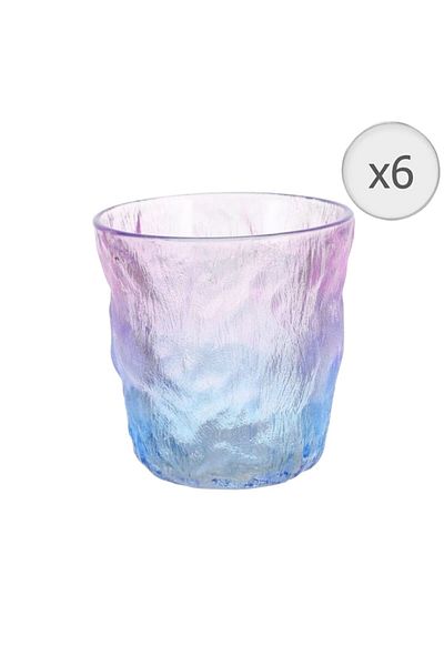 LUXXO Set 6 glasses made of glass, Rainbow Glacier, 300ml