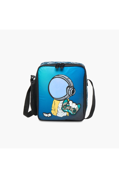 Yolo حقيبة غداء مطبوعة بشعار اللاعب مع سحاب للإغلاق