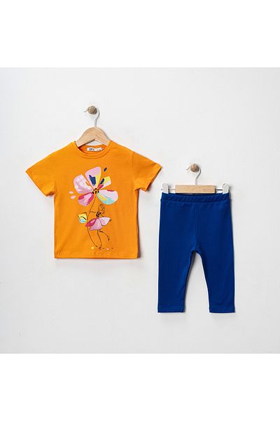 MK Mukko Kids Girls' Floral Fairy Printed Basic Seasonal/Summer Leggings T-Shirt Bottom Top Set