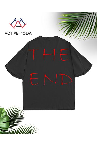 ACTIVE MODA -Men's Cotton Printed the End Short Sleeve Tshirt Oversize Large Size