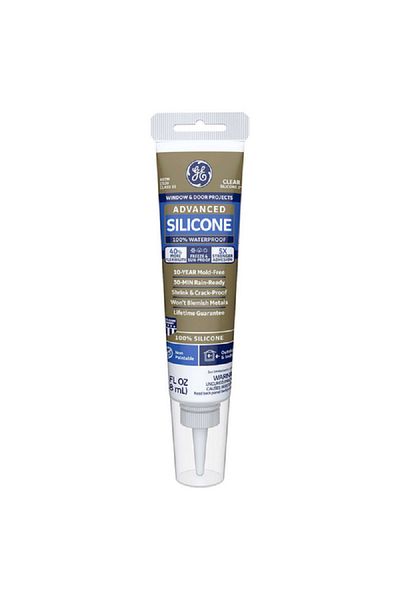 GE Advanced Waterproof Strong Adhesion Silicone 2 Window and Door Sealant Clear 2.8oz