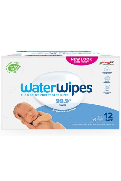 WaterWipes Original Plastic Free Baby Wipes,720 wipes (12 packs),99.9% Water Based Wipes& for Sensitive Skin