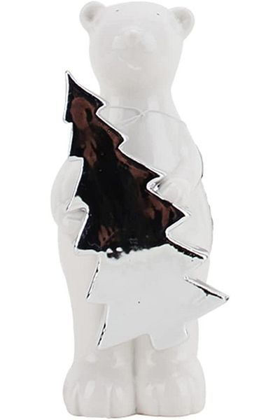 Casaido Christmas decoration, bear pattern, ceramic, white, 18.3 x 9 cm