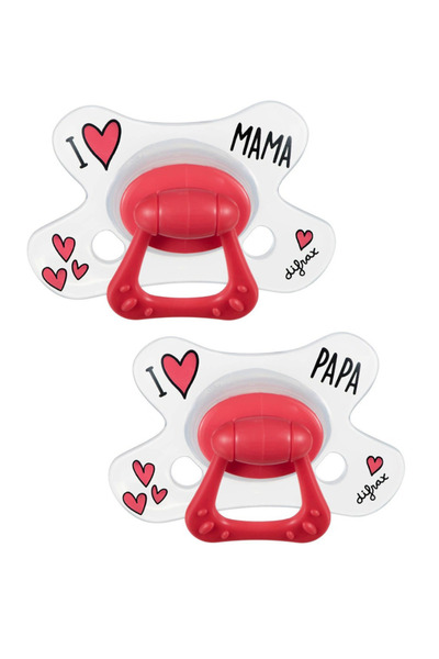 Difrax Комплект от 2 залъгалки, Difrax, +6 месеца, Love Mama & Papa