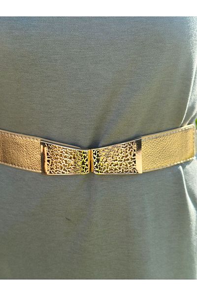 Gönülden Tasarım Women's Shiny Belt with Steel Buckle Elastic 80X4 cm