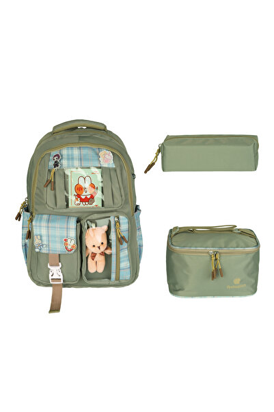 Relaxion Rlx-1395 Kore Tarzı 3'lü Set Çocuk İlkokul çantası Kalemlikli Beslen...