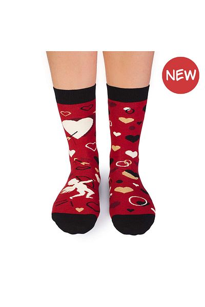 Pirin Hill Cotton socks with hearts Colour Cotton Amore Red