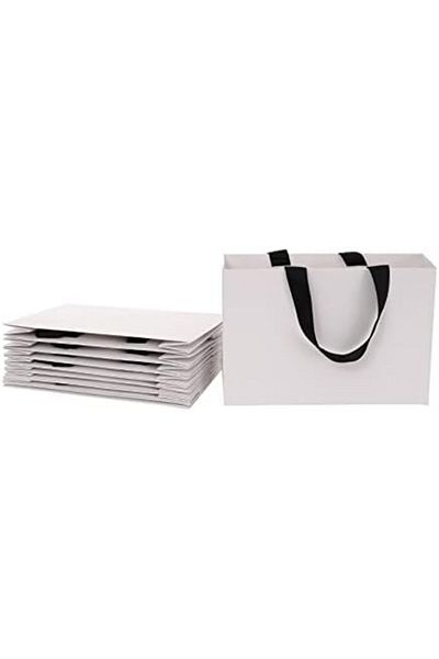 Generic REDDOTGIFT® 10-Pack Matte White Gift Bags Shopping Bag Party Favor Bags with Grossgrain Ribbon Hand