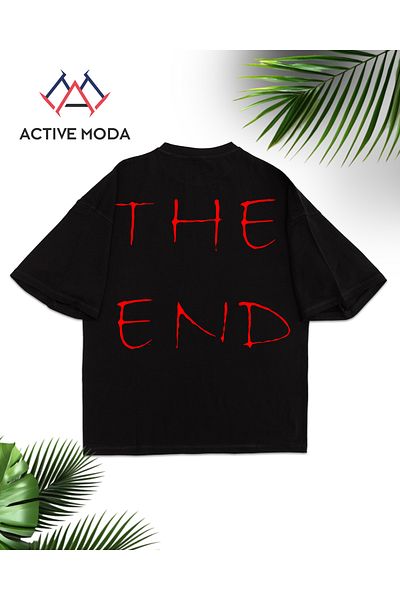 ACTIVE MODA -Men's Cotton Printed the End Short Sleeve Tshirt Oversize Large Size