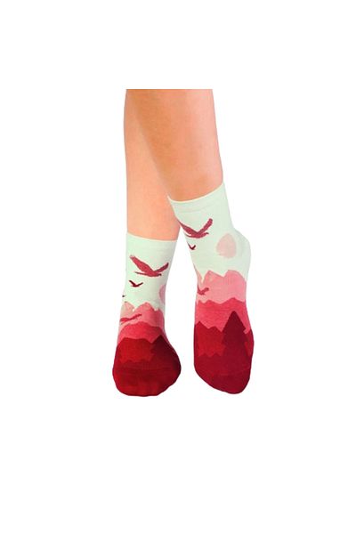 Pirin Hill Fine Cotton Over-the-Ankle Socks Cherry Blossom Flight