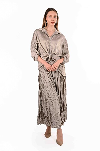 VETTA Saten Kırışık Etek