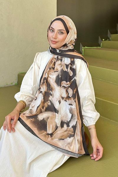 lamelif Şal din bumbac cu model elegant auriu