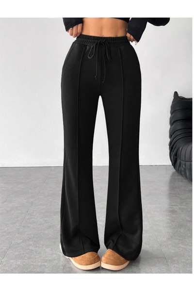 TONFİX LİFE ΜΠΡΟΣΤΑ ΒΑΦΕΙΤΑΙ Μαύρο Γυναικείο Φαρδύ Φούτερ Φούτερ Ελαστικό Άνετο Φαρδύ Κομμένο Φούτερ TONFİX