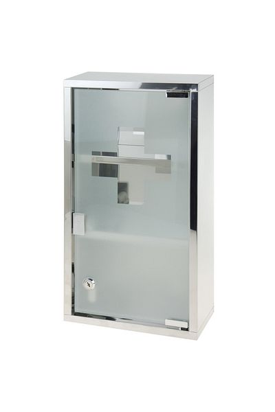 EH Excellent Houseware C80820140-Medicine storage cabinet, steel and glass, 25X12X48CM