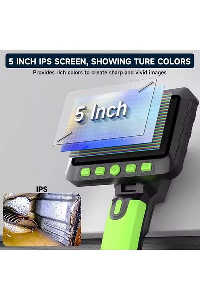 iUni Rot50 Industrial Auto Inspection Camera, 180° Rotatable, 5" Lcd, Cable 1m, 8 1 Leds, Ip67