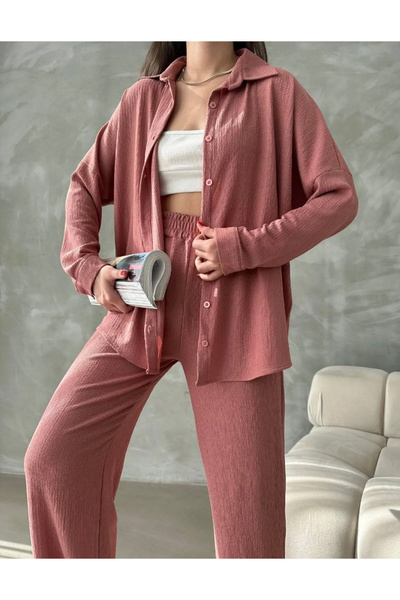 Pembe Gömlek Pantolon Takım