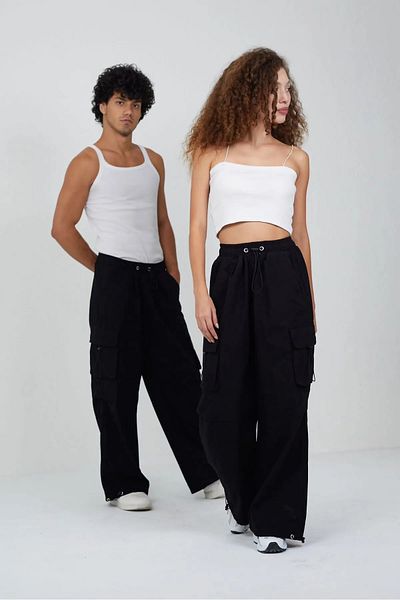 RockMore Y2K Harajuku Unisex Baggy Tactical Cargo Parachute Pants