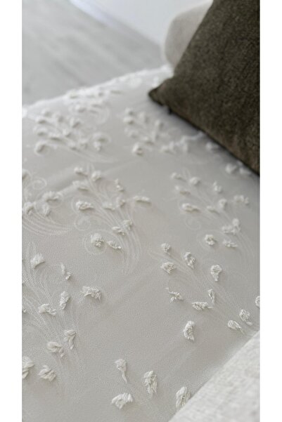 DİLETTO Bohemian Tasseled Patterned Seat Cover Covering the Seat Ecru 90 X 200