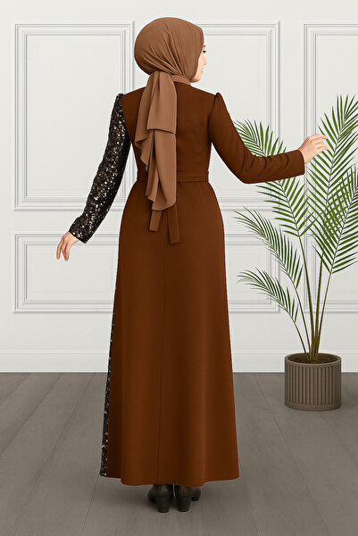 Ayşe Melek Pullu Tesettür Balık Abiye Elbise 2777
