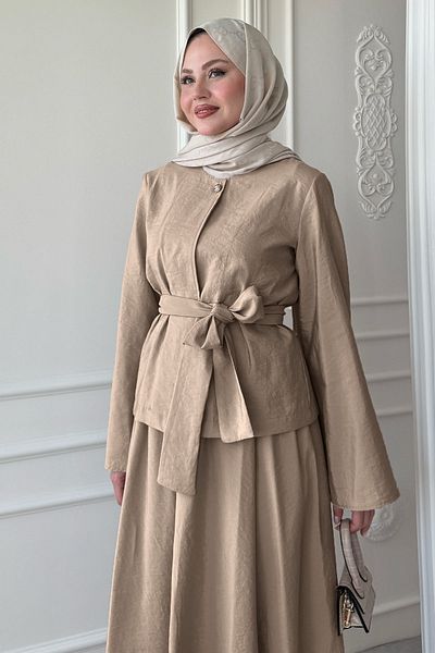 InStyle Wide Sleeve Modal Milk Coffee Skirt Suit