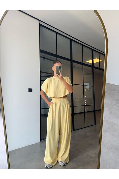 BB Bensu Buyruk Modal Fabric Butter Yellow Bolletted Tracksuit