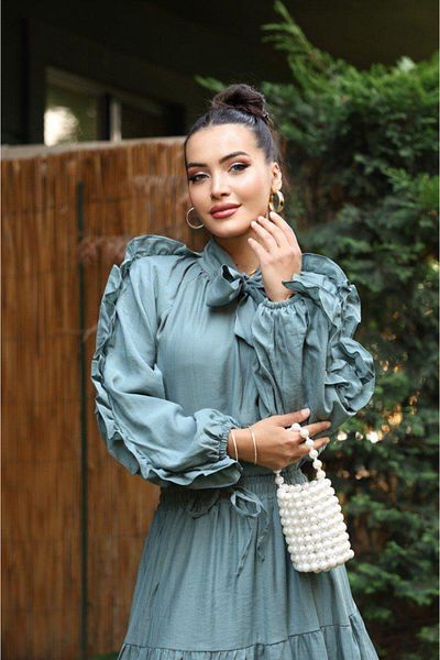 Dadali Dotted Ruffle Skirt Suit Mint Green