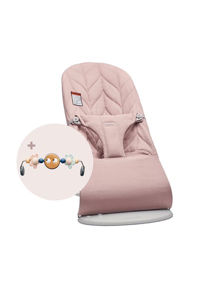 BabyBjörn Babybjorn - Bliss Dusty Pink Quilted Fabric Rocker with Delicate Petal Look, with Toy Bar Included