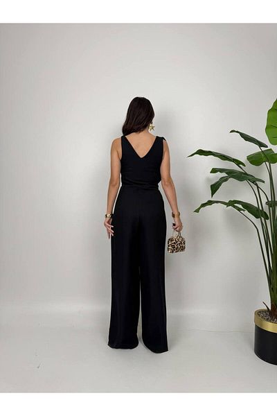 Zoe Zoe Women's Degaje Collar Strap Linen Jumpsuit