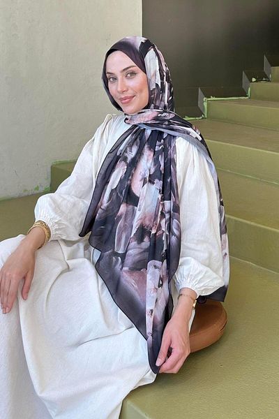 lamelif Elegant Pattern Cotton Shawl Bitter Brown