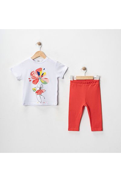 MK Mukko Kids Girls' Floral Fairy Printed Basic Seasonal/Summer Leggings T-Shirt Bottom Top Set