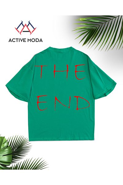 ACTIVE MODA -Men's Cotton Printed the End Short Sleeve Tshirt Oversize Large Size