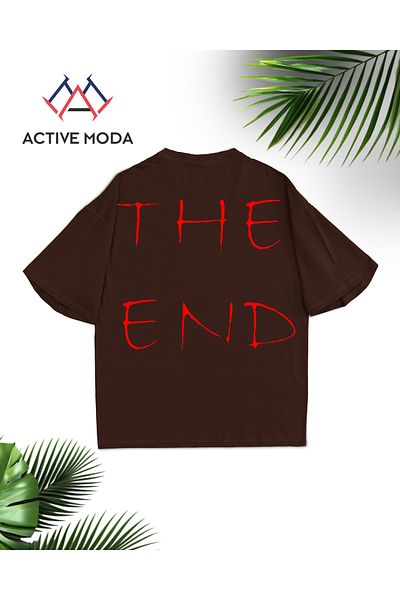 ACTIVE MODA -Men's Cotton Printed the End Short Sleeve Tshirt Oversize Large Size