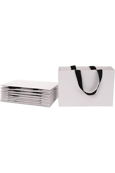 Generic REDDOTGIFT® 10-Pack Matte White Gift Bags Shopping Bag Party Favor Bags with Grossgrain Ribbon Hand