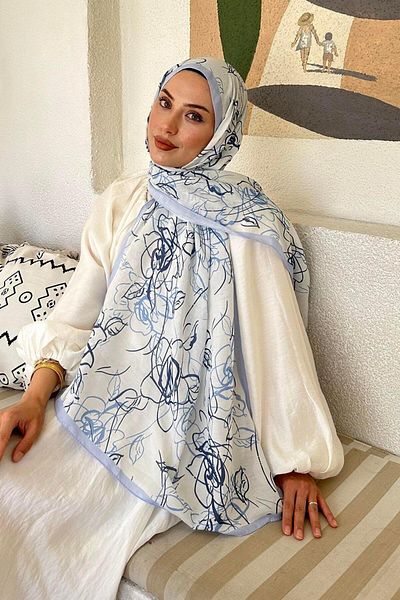 lamelif Model cu flori Șal Soft Bebe Mavii