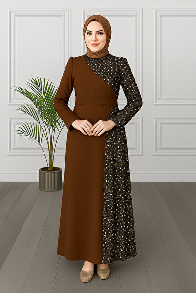 Ayşe Melek Pullu Tesettür Balık Abiye Elbise 2777
