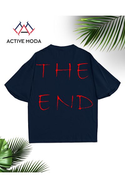 ACTIVE MODA -Men's Cotton Printed the End Short Sleeve Tshirt Oversize Large Size