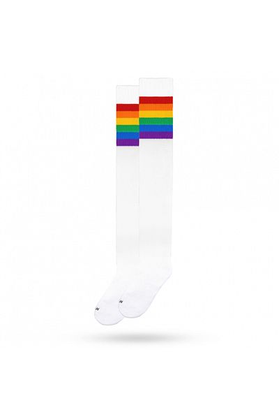 American Socks Rainbow Pride White Over-the-Knee Socks