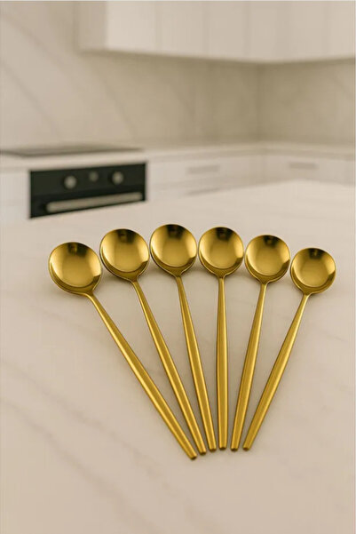 TUMU LIFE 6 Adet Gold Detaylı Kaşık Takımı | 6 Parça Lüks Yemek Kaşık Takımı ...