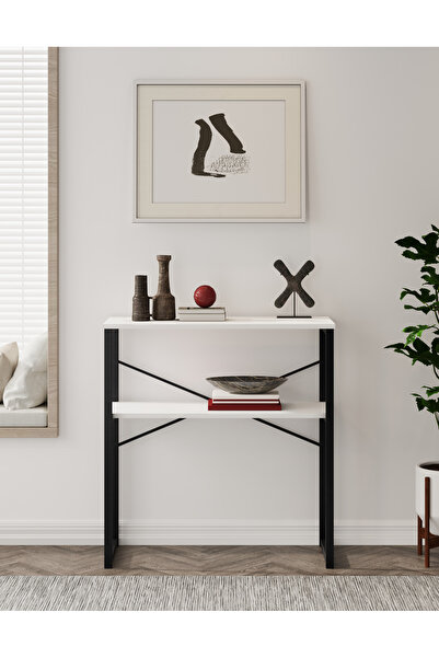 mebars Özgen Dresuar, Kahve Köşesi, Raflı Metal Konsol - Beyaz